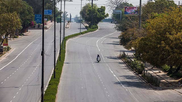 Traffic on roads is almost zero because of the lockdown.  Traffic on roads is almost zero because of the lockdown. 