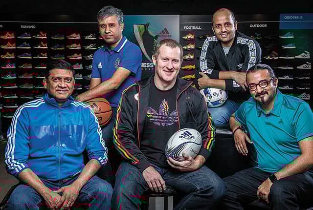 The Adidas management team, from left: Ranabir Mitra, Arijit Sengupta, Dave Thomas, Damyant Singh, and Abhishek Lal. The Adidas management team, from left: Ranabir Mitra, Arijit Sengupta, Dave Thomas, Damyant Singh, and Abhishek Lal.