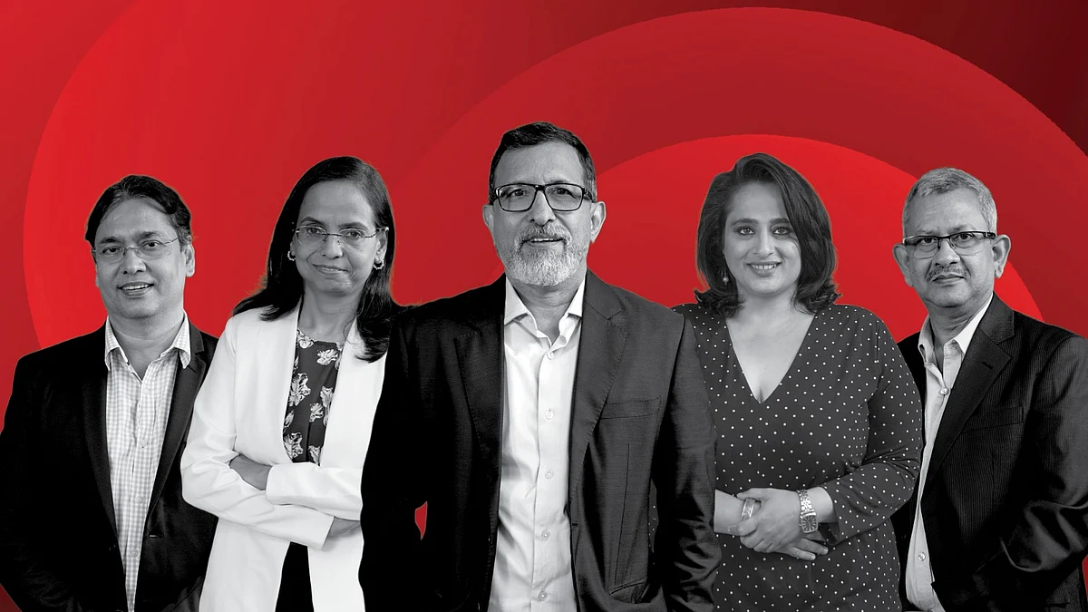 (From left) Sachchidanand Shukla, Group Chief Economist, L&T India; Anubhuti Sahay, Head (India Economic Research), Standard Chartered Bank; D.K. Joshi, Chief Economist, Crisil; Madhavi Arora, Chief Economist, Emkay Global Financial Services; Indranil Pan, Chief Economist, YES Bank 