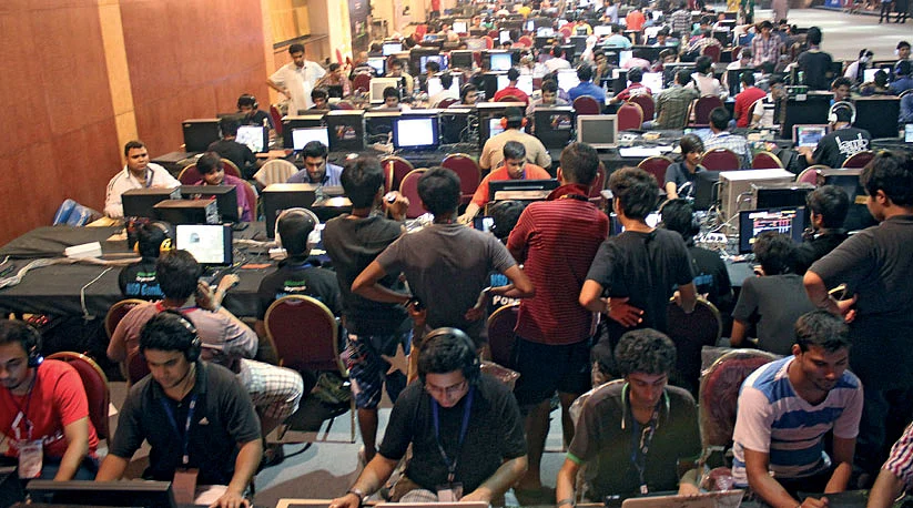 Contestants at the India eSports League in New Delhi.