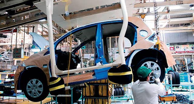 FULL THROTLE: A Brio being manufactured at Honda’s factory in Greater Noida, Uttar Pradesh.