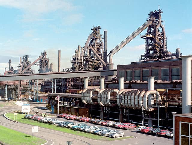 BEYOND BORDERS: (From left) The shopfloor at the JLR plant in Halewood, Liverpool; the Corus plant at Scunthorpe, Lincolnshire