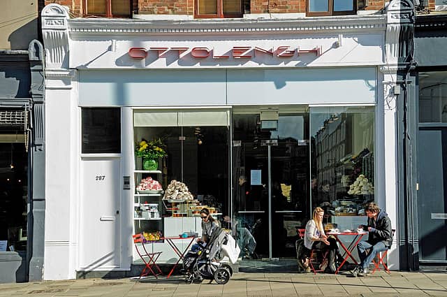 People eating outside Ottolenghi, Upper StreetIslington, London.