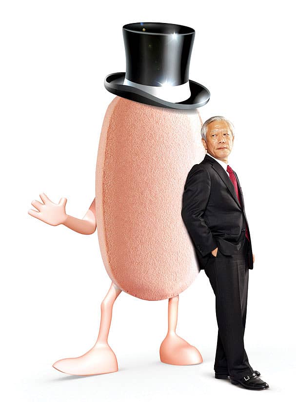 Tsutomu Une, non-executive chairman, Ranbaxy, with an artist’s impression of Synriam.