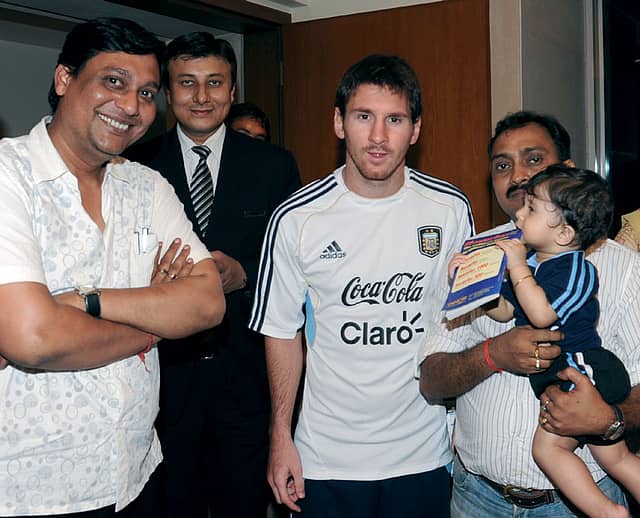 With Lionel Messi; Messi in action at Kolkata’s Yuba Bharati Krirangan.