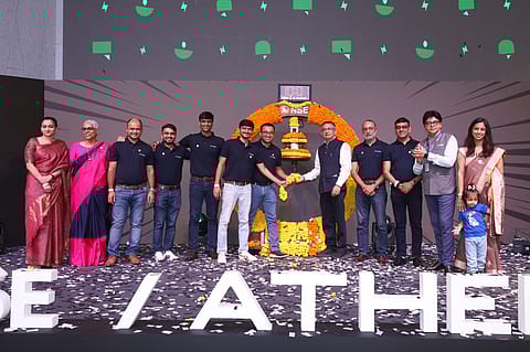 Ather Energy shares listed at ₹328 on the NSE, up 2.18% over the IPO price of ₹321