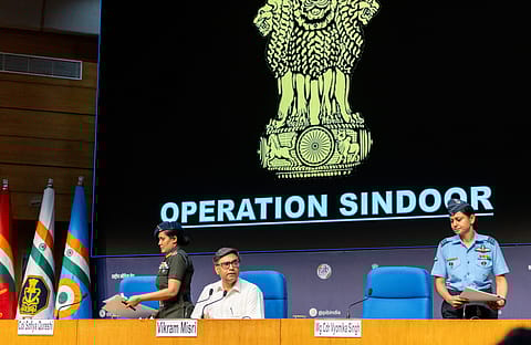 Col. Sofia Qureshi, Foreign Secretary Vikram Misri & Wing Commander Vyomika Singh present at media debriefing of Operation Sindoor.