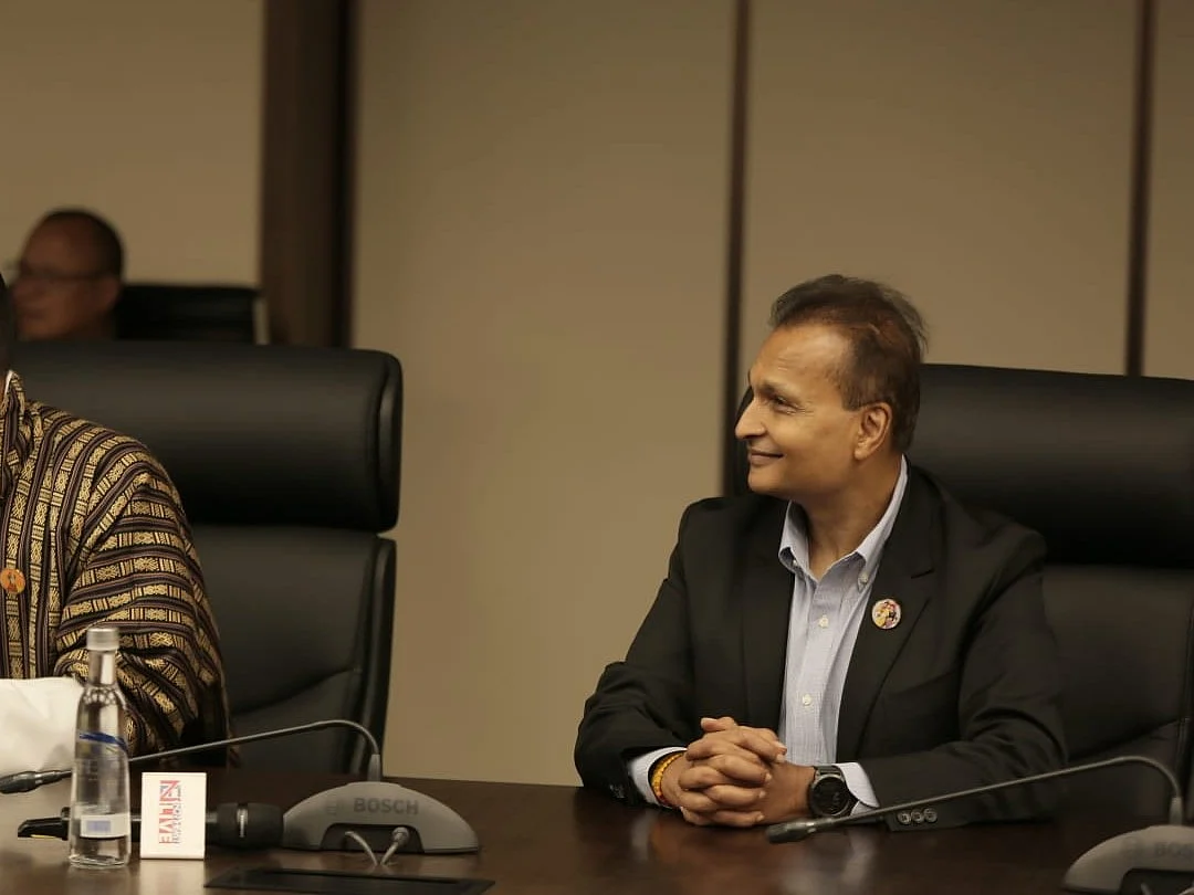 Anil Ambani (right) with the Prime Minister of Bhutan Dasho Tshering.