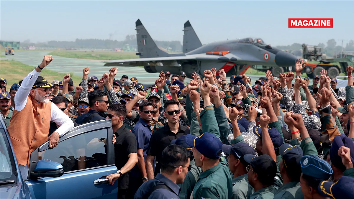 Prime Minister Narendra Modi at the Adampur air force station in Punjab on May 13, 2025, days after Operation Sindoor.