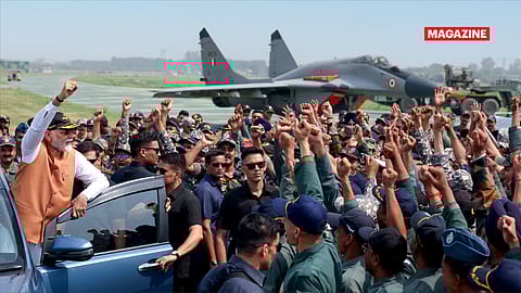 Prime Minister Narendra Modi at the Adampur air force station in Punjab on May 13, 2025, days after Operation Sindoor.