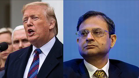 U.S. President Donald Trump (Left); RBI Governor, Sanjay Malhotra (right).