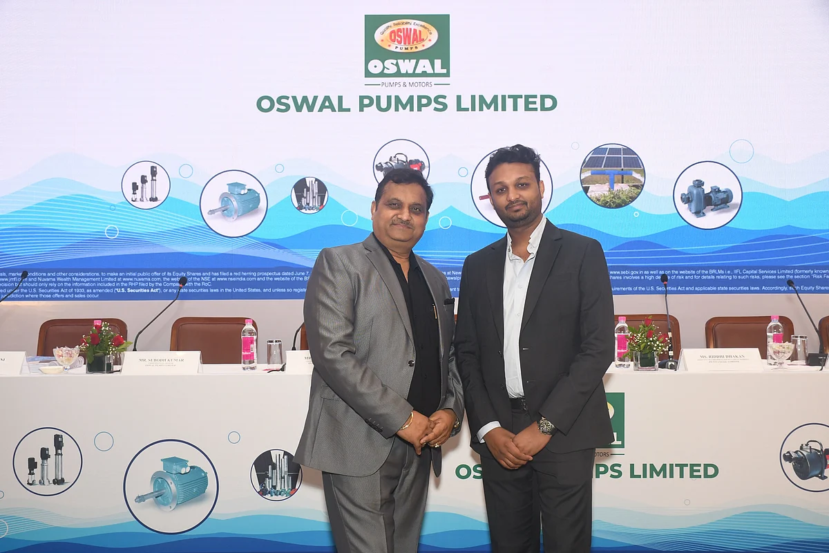 Vivek Gupta, Chairman and Managing Director and Amulya Gupta, Whole-time Director, Oswal Pumps 