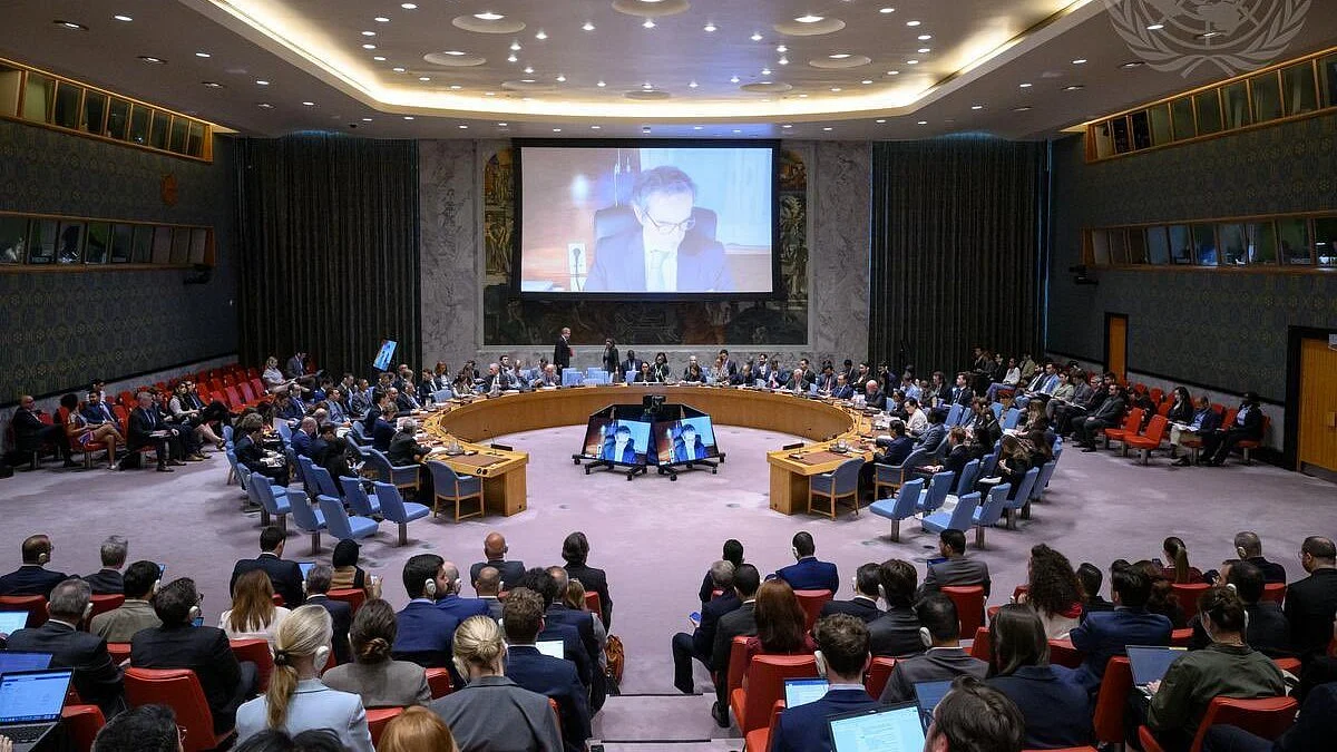 IAEA Director General 
Rafael M Grossi addressing the 
UN Security Council on Friday.