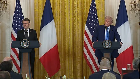Screengrab of the U.S.-France bilateral meeting
