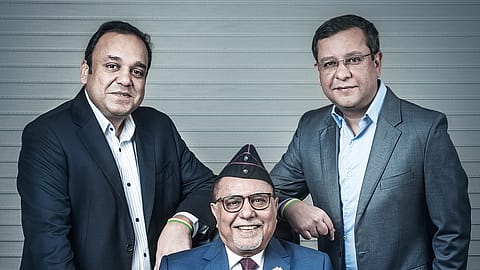 Subhash Chandra, Punit Goenka (left) and Amit Goenka (right) from Essel Group