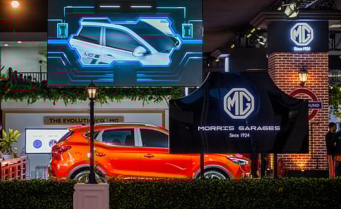 The MG ZS crossover at the 2023 Auto Expo.