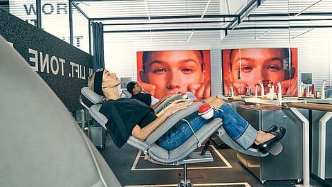 A FACEGYM studio. The first FACEGYM studio opened in 2014 as a concession in Selfridges. Since then, it has opened locations in key cities worldwide, including London, New York, and Los Angeles.