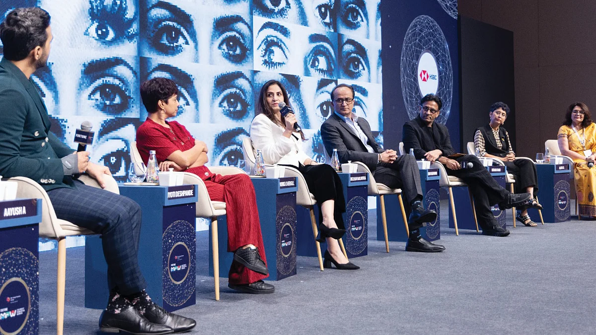 L to R: Aayush Ailawadi, Consulting Editor, Fortune India; Jyoti Deshpande, President, Media and Content Business, RIL; Monika Shergill, Vice President, Content, Netflix India; Vikram Malhotra, Founder & CEO, Abundantia Entertainment; Ram Madhvani, Founder, Ram Madhvani Films and Equinox; Kiran Rao, Film-maker; Ajita Shashidhar, National Editor, Fortune India