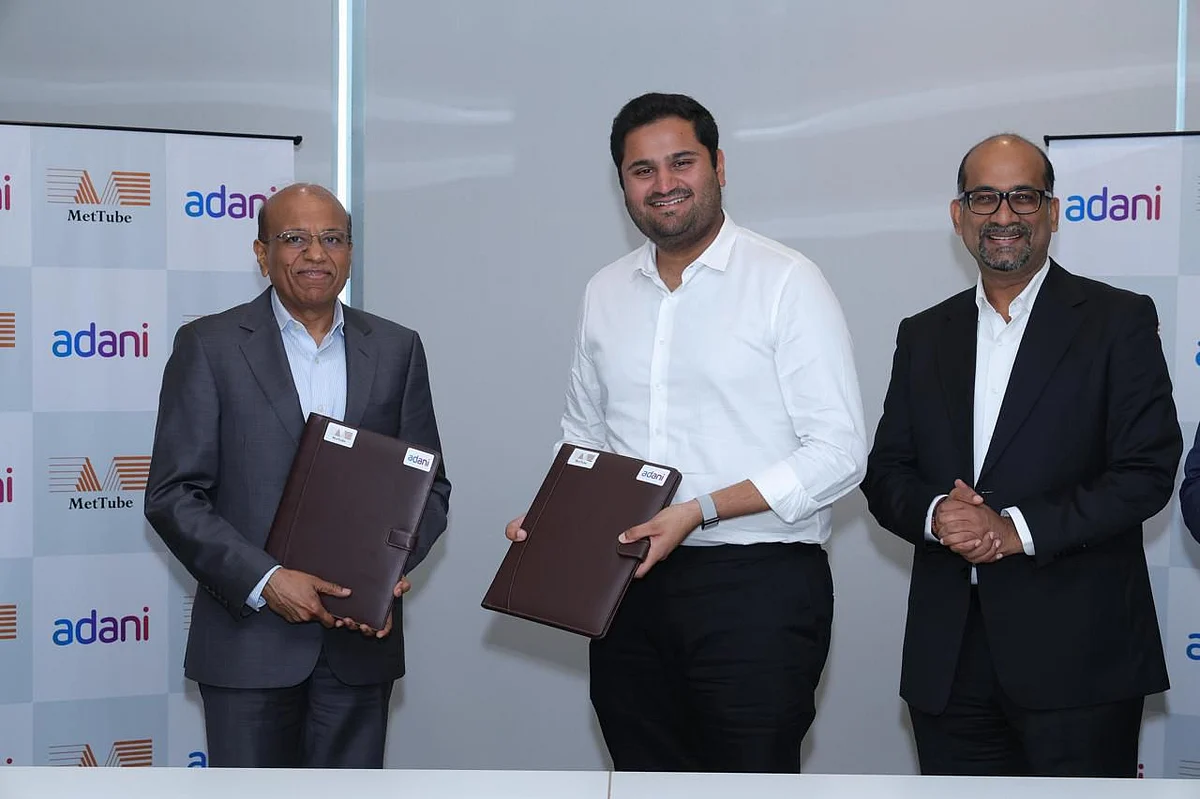 Raghav Mittal, Director, MetTube, with Jeet Adani, Whole Time Director, Adani Group and Vinay Prakash, Director, Adani Enterprises