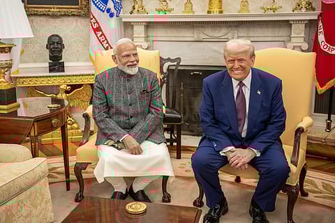 Prime Minister Narendra Modi with US President Donald Trump (right)