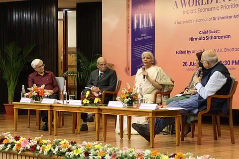 FM Nirmala Sitharaman launches the book titled 'A World in Flux: India's Economic Priorities'