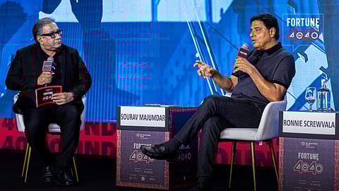 Serial entrepreneur Ronnie Screwvala speaking at Fortune India's 40 Under 40 event in Mumbai.