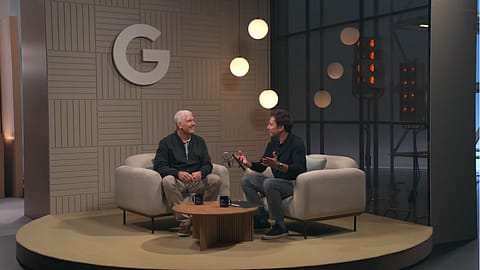 From left: Rick Osterloh and Jimmy Fallon