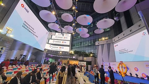 Vikran Engineering shares were listed on the BSE and the NSE today