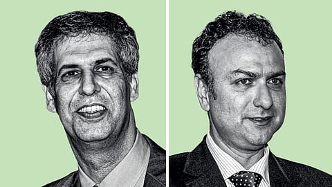 Noel Tata (left), chairman, Tata Trusts; and Shapoor Mistry, chairman, SP Group