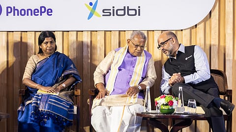 Sameer Nigam, Co-Founder & CEO, PhonePe, Jitan Ram Manjhi, Union Minister for MSME and Y.M. Kumari, Chief General Manager of the Small Industries Development Bank of India (SIDBI).