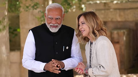 Prime Minister Narendra Modi with Italian Prime Minister Giorgia Meloni