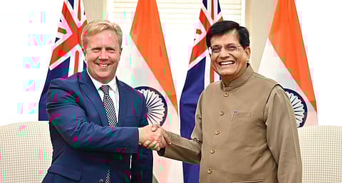 Union Commerce Minister Goyal and his counterpart, Trade and Investment Minister Todd McClay.