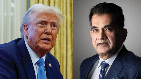 From left: U.S. President Trump and India’s G20 Sherpa and Former CEO of NITIAayog, Amitabh Kant