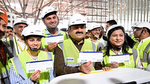 Gautam Adani and Jeet Adani at the Navi Mumbai International Airport site near Panvel in March this year.