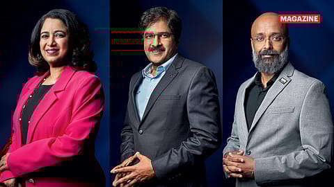 (From left) Lalitha Indrakanti, Debasis Panda, and Vijai Kishan.