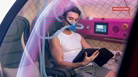 At the Fairmont Mumbai, an entire floor is dedicated to longevity treatments, such as this hyperbaric oxygen pod.