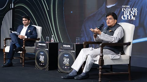 Union Commerce & Industry Minister Piyush Goyal, in a fireside chat with Shashwat Goenka, Vice Chairman, RP–Sanjiv Goenka Group, at the India’s Best CEOs 2025 event in Mumbai today.