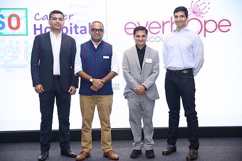 L-R: Dr Pankaj Jethwani Managing Partner at W Health Ventures, Gaurav Porwal Partner W Health Ventures & COO and 2070 Health, Dr Sanket Mehta Co-founder & Lead Peritoneal Oncology Surgeon at SSO Cancer Hospital and Viren Shetty Executive Vice-Chairman at Narayana Health