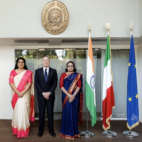L to R -  Prerna Deshbratar, IAS, Managing Director, LIDCOM, Paolo Zannoni, Prada Group Executive Deputy Chairman and Executive Director and Dr. K.M. Vasundhara, Managing Director, LIDKAR