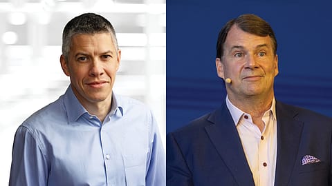 Morgan Stanley analyst Adam Jonas (L), Jim Farley, CEO, Ford Motor Company