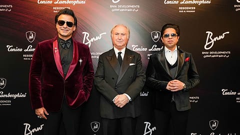 (L-R: Dr Vivek Anand Oberoi, Managing Director and Co-Founder of BNW Developments, Tonino Lamborghini, and Mr. Ankur Aggarwal, Chairman and Founder of BNW Developments.