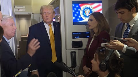 US Senator Lindsey Graham and US President Donald Trump speaking to media on Sunday local time.