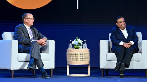 BlackRock CEO Larry Fink and Reliance Industries chairman Mukesh Ambani