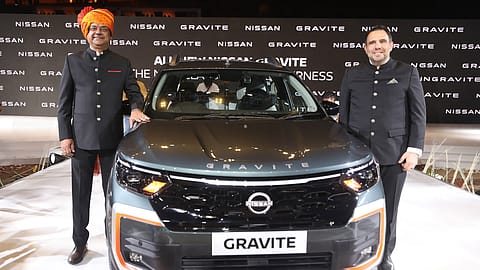 Thierry Sabbagh, Divisional Vice President and President, Middle East, KSA, CIS and India – Nissan and Infiniti, and Saurabh Vatsa, Managing Director, Nissan Motor India at the launch of the all-new Nissan Gravite
