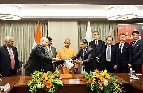 UP Chief Minister Yogi Adityanath with the delegation of Minda Corporation and its Japanese joint venture partners in Tokyo.