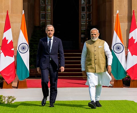 Prime Minister Narendra Modi and his Canadian counterpart Mark Carney