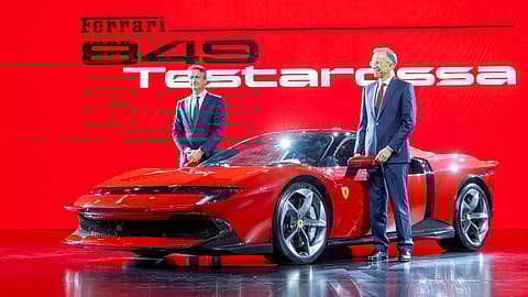 (Right to left) Ferrari CEO Benedetto Vigna and Enrico Galliera, Chief Marketing and Commercial Officer