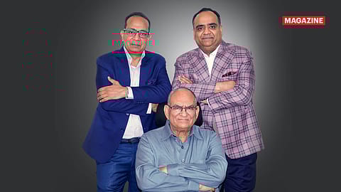 (From left) R.K. Agarwal, MD & CEO; Ishwar Chand Agarwal, chairman; and Jitendra Kumar Agarwal, joint MD, Genus Power Infrastructures Ltd