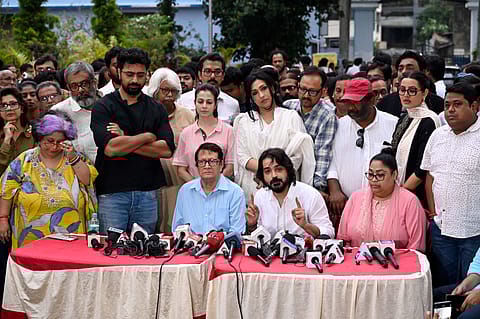 Actors Dev, Koel Mallick, Ranjit Mallick, Prosenjit Chatterjee, Rituparna Sengupta and others in Kolkata on Tuesday.
