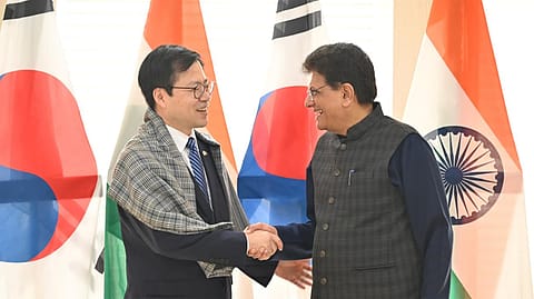 Union Commerce and Industry Minister Piyush Goyal with his South Korean counterpart Yeo Han-koo